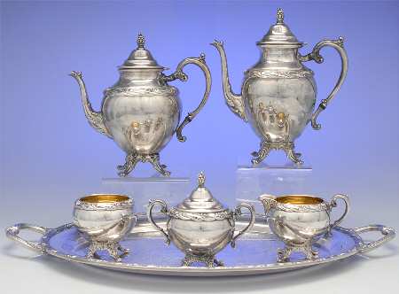 Exquisite (Silverplate, Hollowware) 6-Piece Plated Tea Set (Waste & Tray)