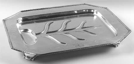 Heraldic (Silverplate, Hollowware) Large Plated Footed Meat Platter with Well