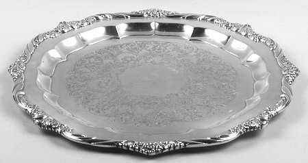 Heritage (Silverplate, Hollowware) Medium Round Silverplate Tray