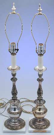Heritage (Silverplate, Hollowware) Set of 2 Electric Lamp with Shade