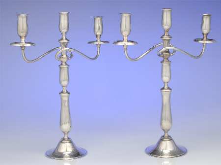 Springtime (Silverplate, Hollowware) Pair of 16" 3 Light Candelabra