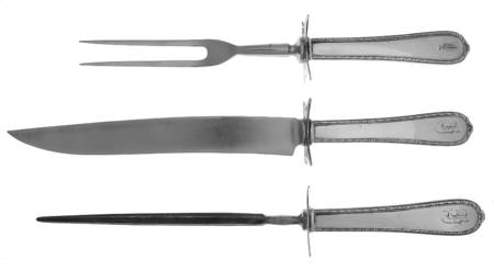 Pine Tree (Sterling, 1927) Large 3-Piece Roast Carving Set w/ Stainless Blade