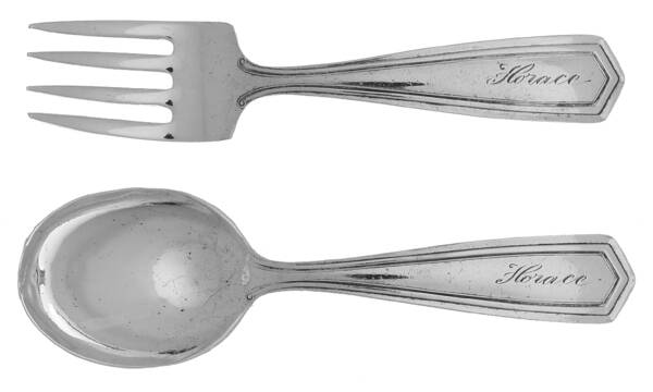 Brandon (Sterling, 1913, Monograms) 2 Pc Baby Set (BF, BS)