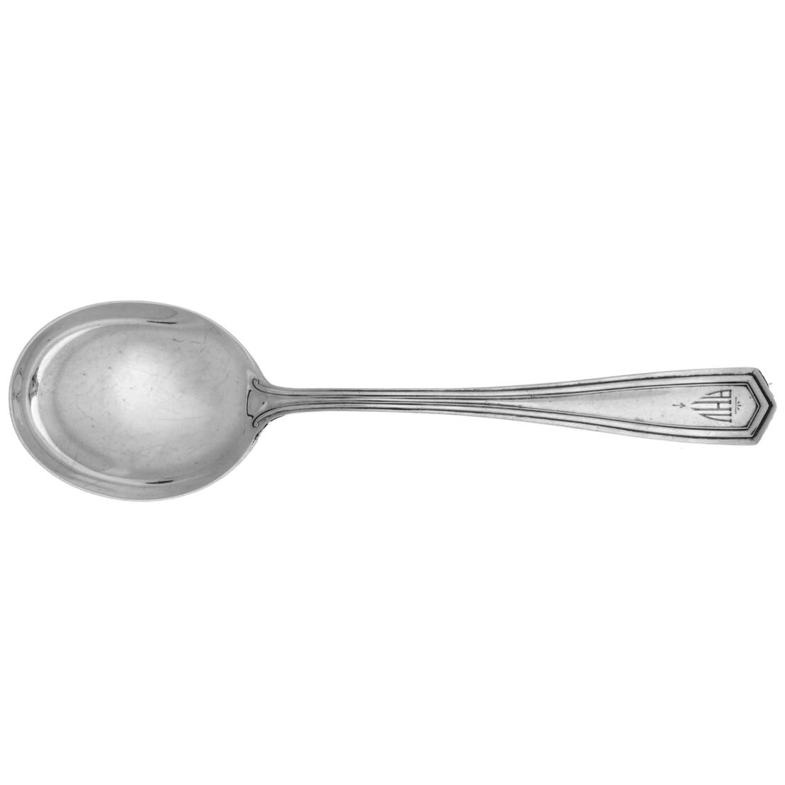 Brandon (Sterling, 1913, Monograms) Round Bowl Soup Spoon (Gumbo)