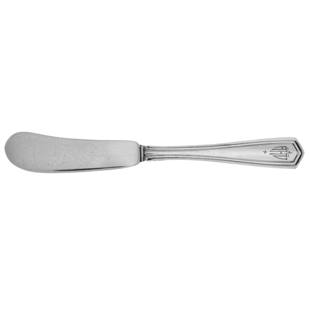 Brandon (Sterling, 1913, Monograms) Small Flat Handled Butter Spreader by International Silver