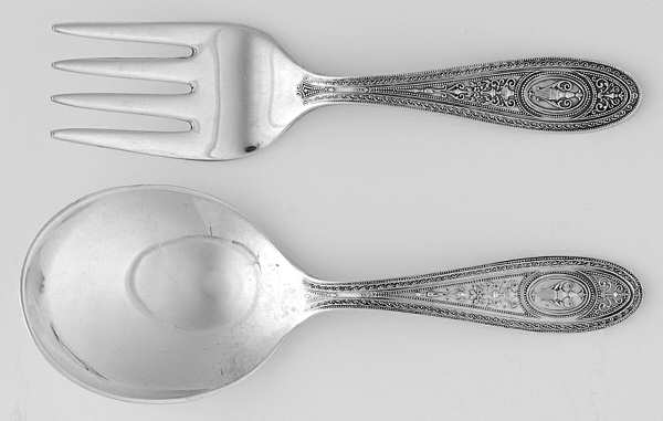Wedgwood (Sterling, 1924, Monograms) Small 2 Piece Baby Set (Fork, Spoon)