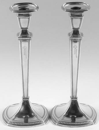 Pantheon (Sterling, 1920, Hollowware) Pair of Weighted Candlesticks