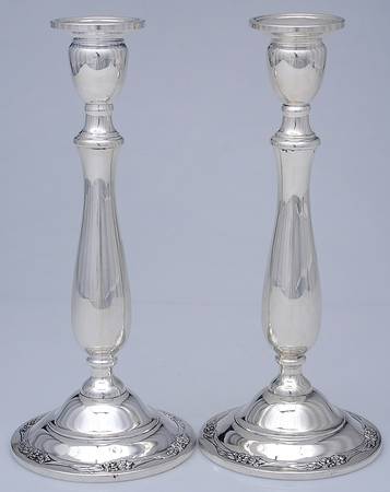 Blossom Time (Sterling, 1950, Hollowware) Pair of 9" Weighted Candlesticks