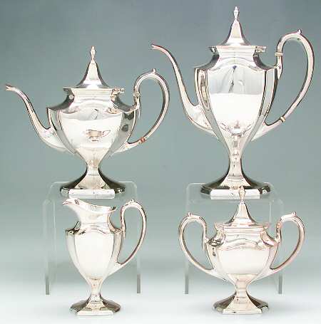 Minuet (Sterling, 1925, Hollowware) 4 Piece Tea Set (SCP, STP, SCR, SSU)