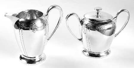 Sedan (Sterling, Hollowware) Mini Sterling Creamer and Covered Sugar
