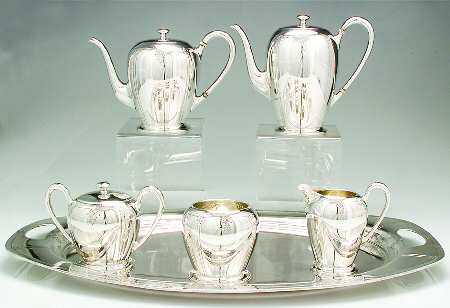 Sedan (Sterling, Hollowware) 6 Piece Tea Set (SCP, STP, SCR, SSU, SWB, WTL)