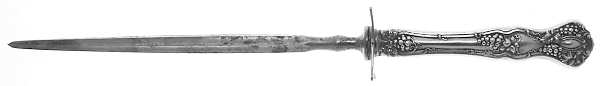 Vintage (Silverplate, 1904, Monograms)  Large Roast Steel Rod Knife Sharpener