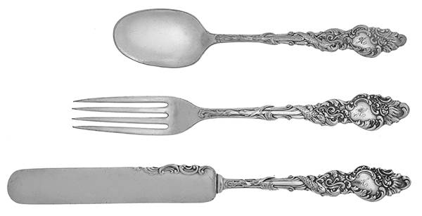 Columbia (Silverplate, 1893) (3 Pc) Youth Set (Solid Knife, Fork & Spoon)