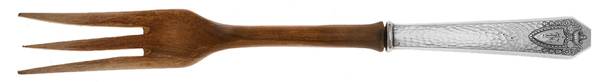 Heraldic (Silverplate, 1916) Salad Serving Fork with Wooden Prongs