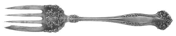 Avon (Silverplate, 1901, Monograms) Medium Solid Cold Meat Serving Fork