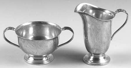Silver Iris (Sterling, Hollowware) Mini Sterling Creamer and Open Sugar