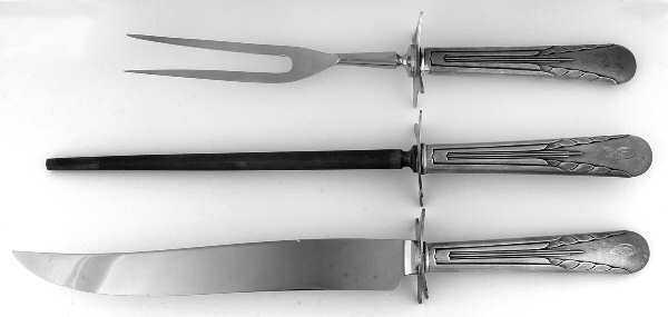 Orchid (Sterling, 1929-1930) (3 Pc)Carving Set-Lg Stnbl/Roast w/Sterling Guard