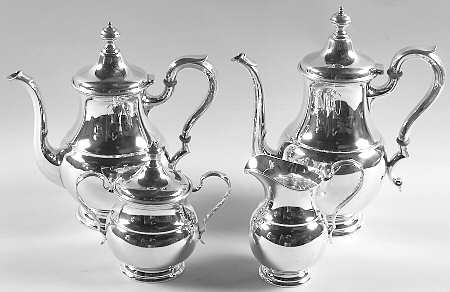 C333 (Sterling, Hollowware) 4 Piece Tea Set (SCP, STP, SCR, SSU)