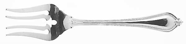 Yorkshire Bead (Silverplate) Medium Solid Cold Meat Serving Fork