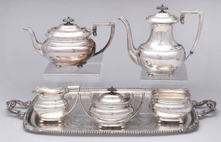 Lord Robert (Silverplate, Hollowware) 6-Piece Plated Tea Set (Waste & Tray)
