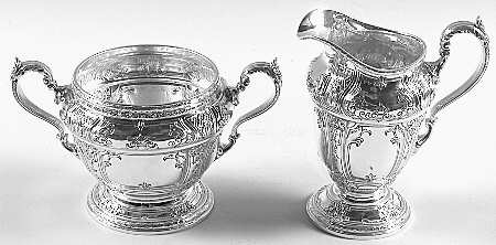 WC28AD (Sterling, Hollowware) Mini Sterling Creamer and Open Sugar