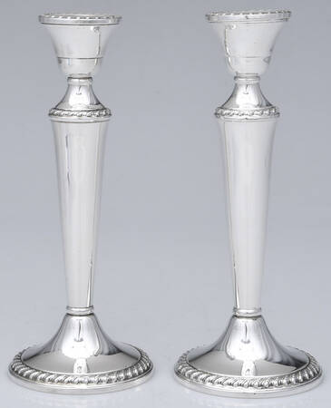 1901 (Sterling, Hollowware) Pair of 8" Weighted Candlesticks