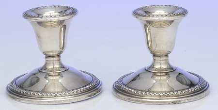 20115 (Sterling, Hollowware) Pair of Weighted Candleholders
