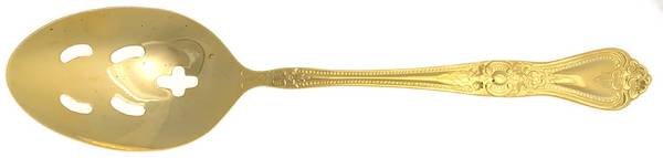 Summer Rose (Gold Electroplate) Pierced Tablespoon (Serving Spoon)