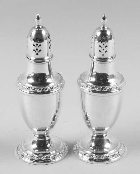 English Gadroon (Sterling, Hollowware) Weighted Salt and Pepper Set