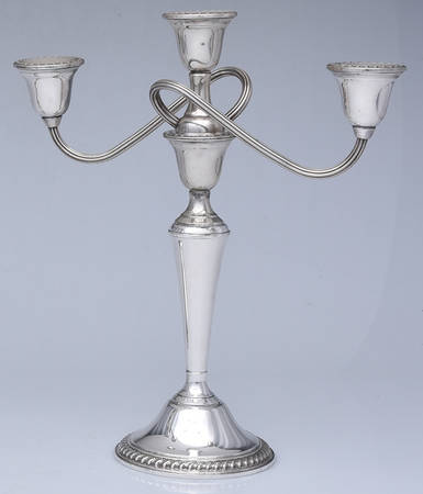 English Gadroon (Sterling, Hollowware) Weighted 3 Light Candelabra