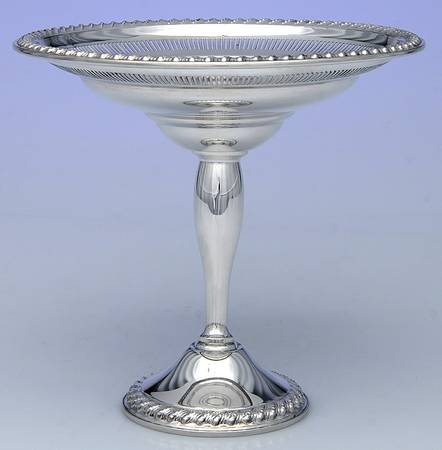 English Gadroon (Sterling, Hollowware) Weighted Round Compote (Height X Width)