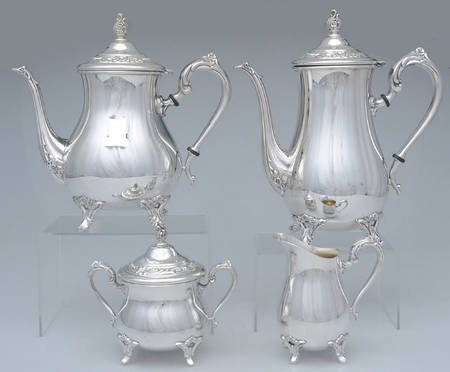 INS408 (Silverplate, Hollowware) (4 Piece) Silverplate Tea Set