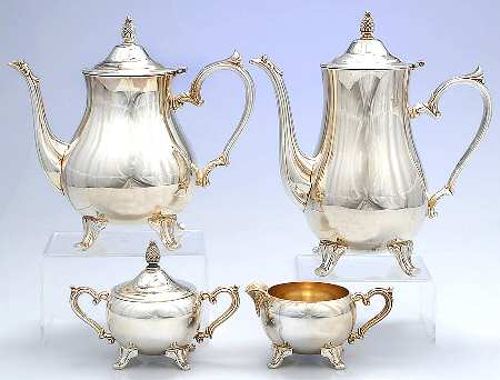 INS417 (Silverplate, Hollowware) (4 Piece) Silverplate Tea Set
