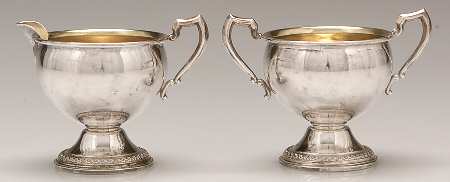 3000 (Sterling, Hollowware) Weighted Mini Creamer and Open Sugar