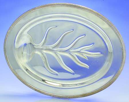4210 (Silverplate, Hollowware) Medium Footed Meat Platter with Well