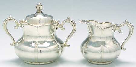 C1559 (Sterling, Hollowware) Creamer & Sugar with Lid Set