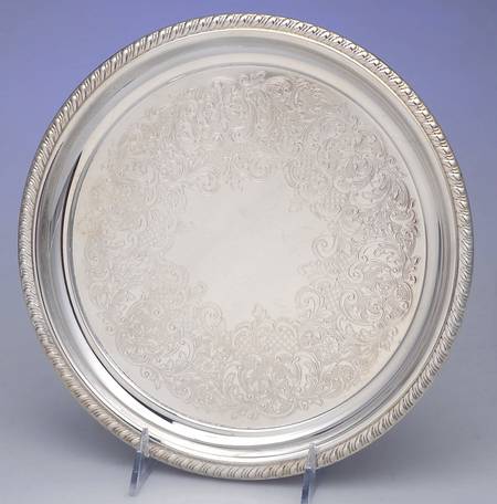 English Gadroon (Silverplate, Hollowware) 10" Round Tray