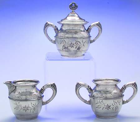 10 (Silverplate, Hollowware) 3 Piece Set=Pcr + Psu + Pwb