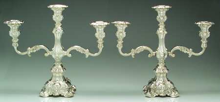 116 (Silverplate, Hollowware) Pair of Medium 3-Light Candelabra