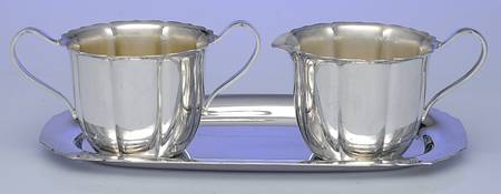 625 (Silverplate, Hollowware) Creamer, Open Sugar & Tray Set