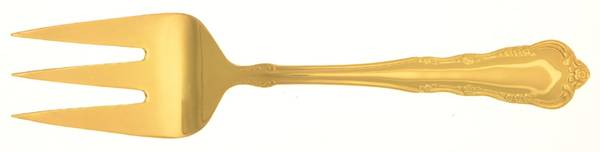 Laurel Gold (Gold Electroplate) Medium Solid Cold Meat Serving Fork