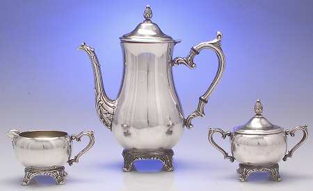 2061 (Silverplate, Hollowware) 3 Piece Tea Set (PTP, PCR, PSU)