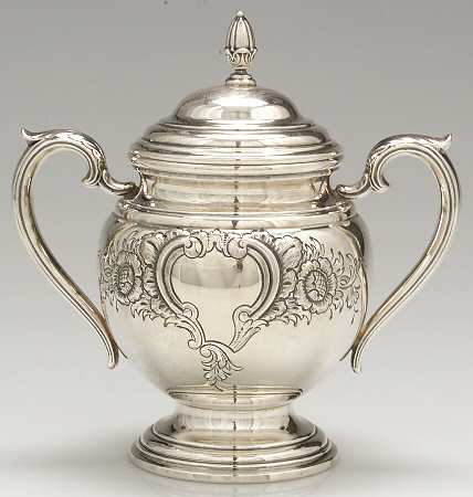 Lord Saybrook-Hand Chased Sugar Bowl & Lid