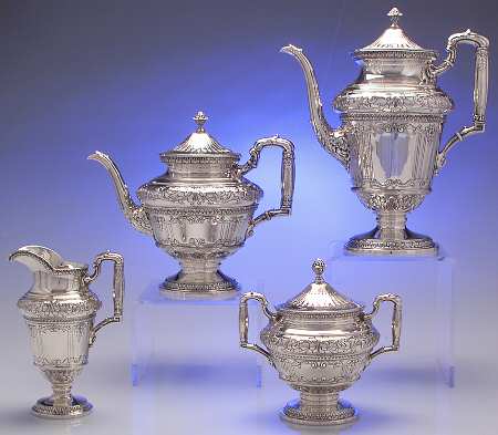 Marie Antoinette (Sterling, Hollowware) 4 Piece Tea Set (SCP, STP, SCR, SSU)