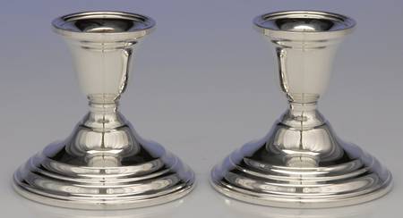 N231 (Sterling, Hollowware) Pair of Weighted Console Candleholders