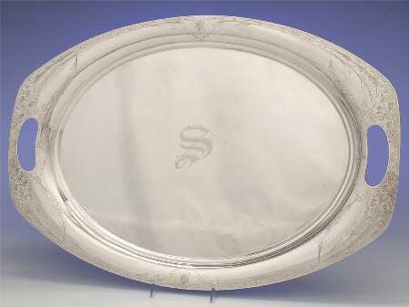 Sedan (Strl, Hlwr, Engraved Floral Swags) 24" Waiter Tray
