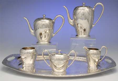 Sedan (Strl, Hlwr, Engraved Floral Swags) 6 Piece Tea Set (SCP, STP, SCR, SSU, SWB, WT24)