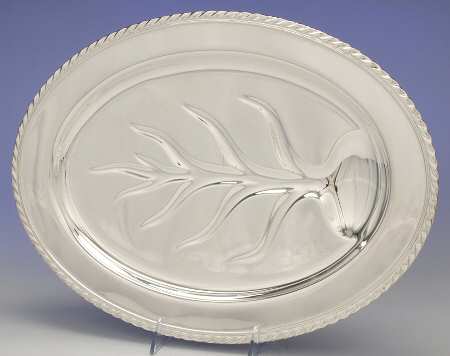 4112 (Silverplate, Hollowware) 16" 4 Toed Meat Platter with Well