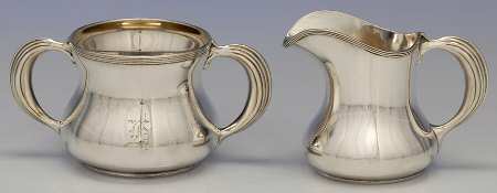 C2107 (Sterling, Hollowware) Creamer & Open Sugar Set