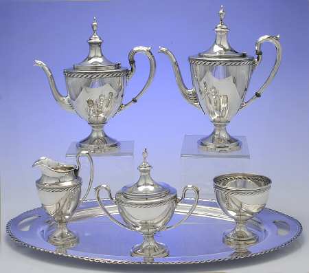 B330 (Sterling, Hollowware) 6 Piece Tea Set (SCP, STP, SCR, SSU, SWB, WT24)